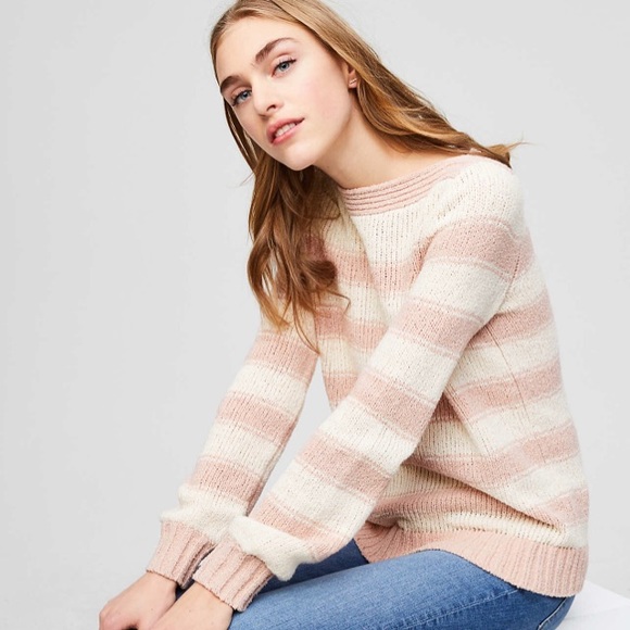 LOFT Sweaters - NWT Loft pink stripe boatneck sweater